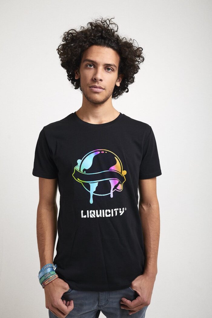 Liquicity Merchandise 2018 T-Shirt Black Rainbow Globe