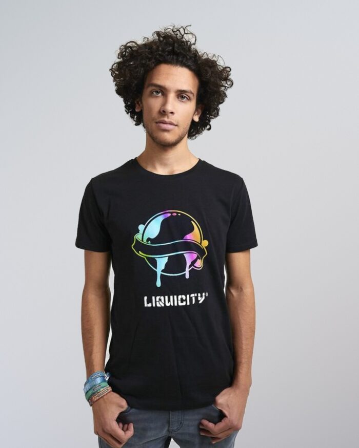 T-Shirt Black Rainbow Globe
